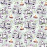 Camping floral fond menthe