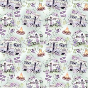 Camping floral fond menthe
