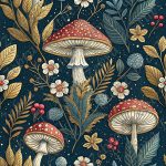 Champignon et feuille dorée