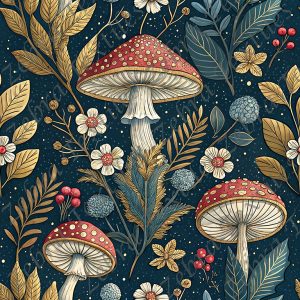 Champignon et feuille dorée