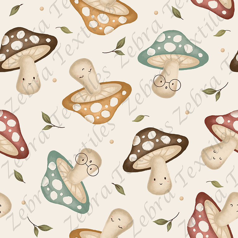 Champignon visage et feuillage