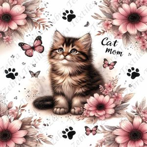 Chaton fleur rose