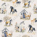 Cheval aquarelle fond taupe