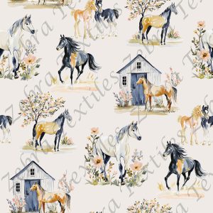 Cheval aquarelle fond taupe