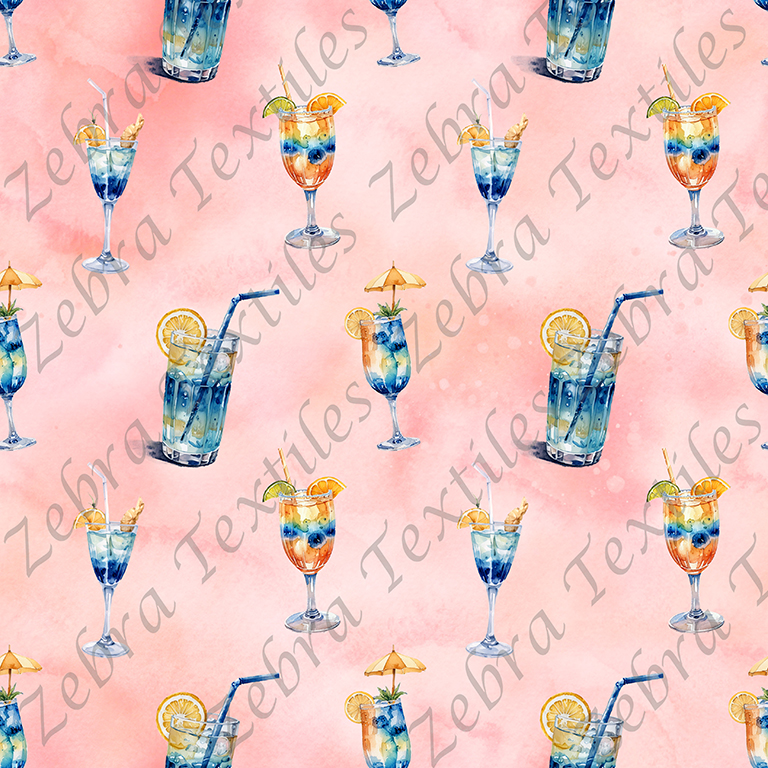 Cocktail bleu fond rose