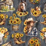 Cowgirl tournesol fond grunge