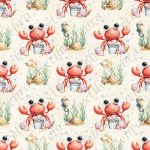 Crabe et coquillage fond crème