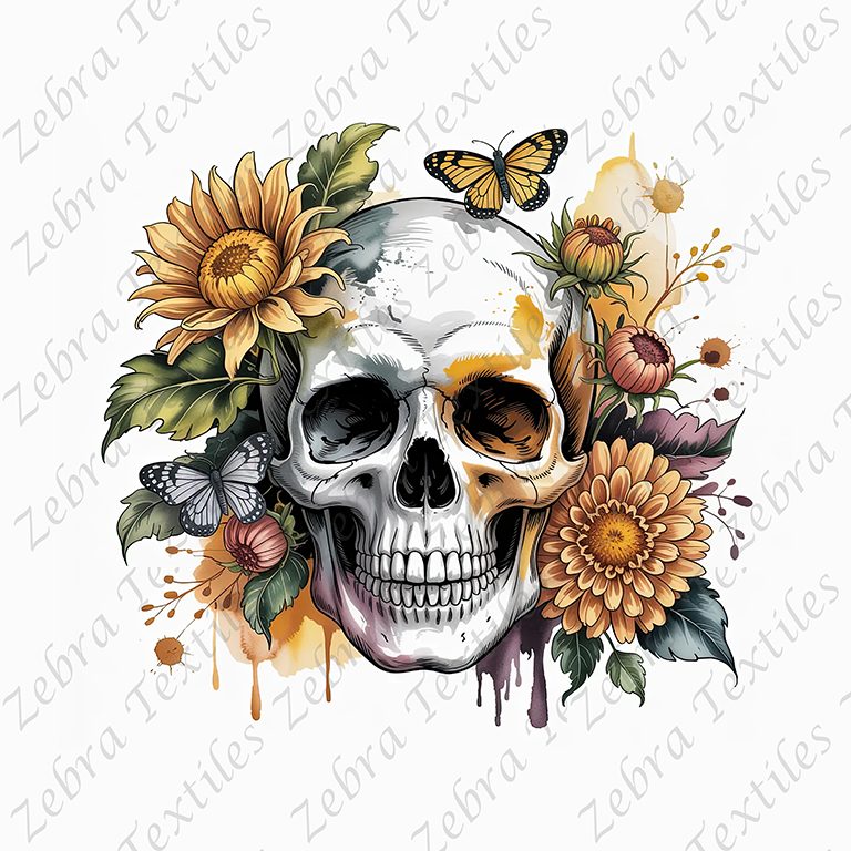 Crâne fleur jaune
