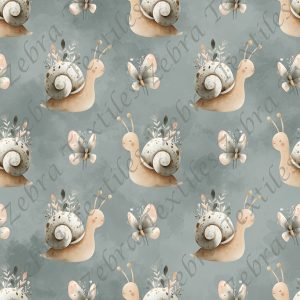 Escargot et papillon fond sarcelle