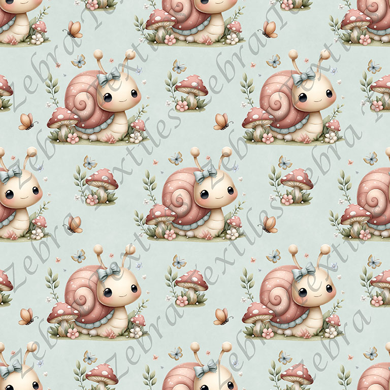 Escargot mignonne fond menthe