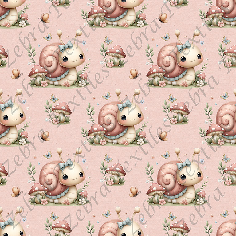 Escargot mignonne fond rose