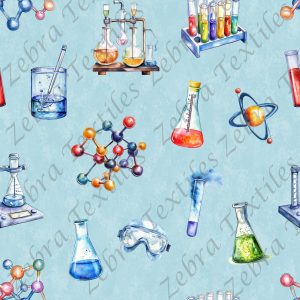 Expérience scientifique fond bleu