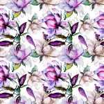 Fleur de magnolia aquarelle mauve crème