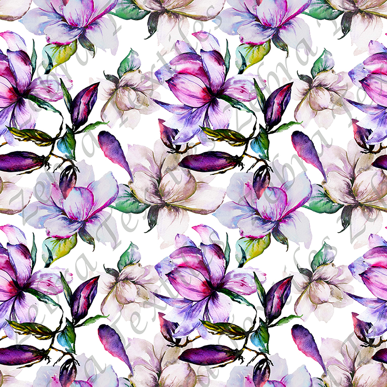 Fleur de magnolia aquarelle mauve crème