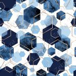 Hexagone bleu fond blanc