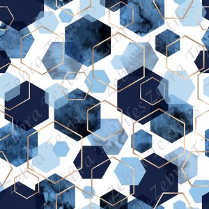 Hexagone bleu fond blanc