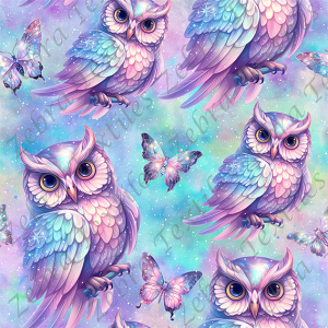 Hibou et papillon pastel
