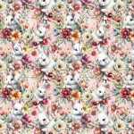 Lapin et tulipe fond rose