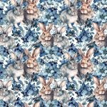 Lapin floral marine aqua