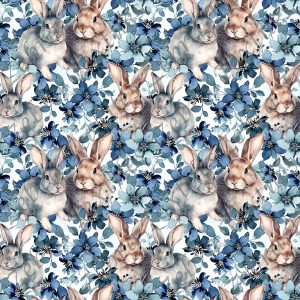 Lapin floral marine aqua