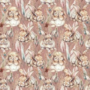 Lapin mignon et pampas fond rose