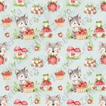 Loup et fraise fond aqua