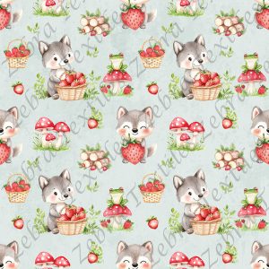 Loup et fraise fond aqua