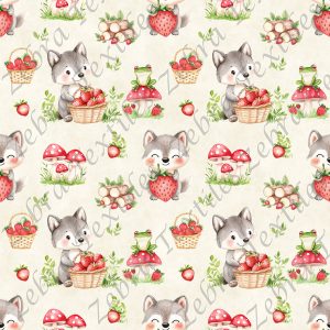 Loup et fraise fond crème