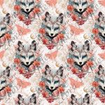 Loup yeux bleus papillon rose