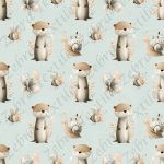 Loutre et papillon fond sarcelle