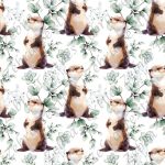 Loutre feuillage fond blanc