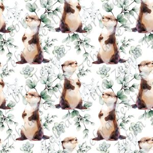 Loutre feuillage fond blanc