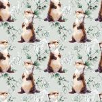 Loutre feuillage fond vert