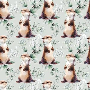 Loutre feuillage fond vert