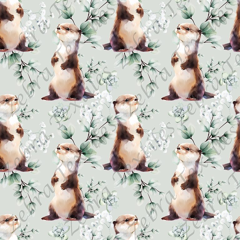 Loutre feuillage fond vert