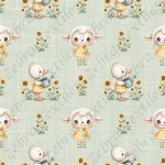 Mouton et canard fond vert