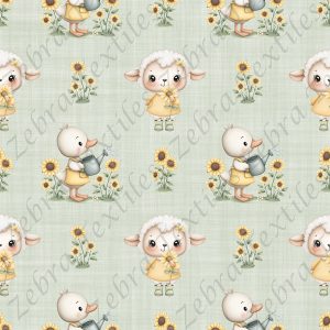 Mouton et canard fond vert