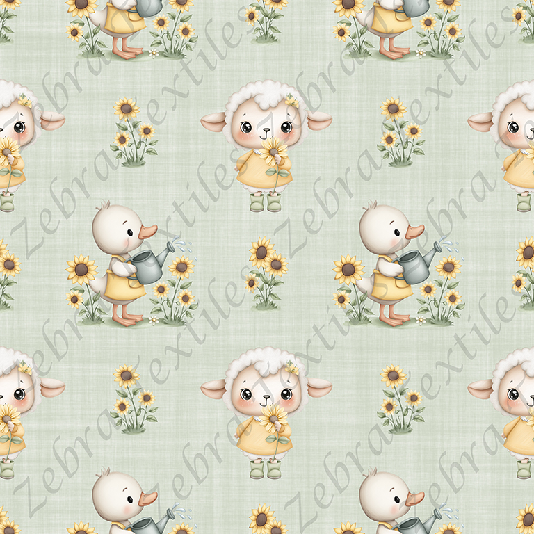Mouton et canard fond vert