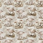 Mouton et feuillage fond taupe