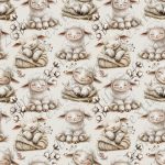 Mouton fleur de coton fond taupe