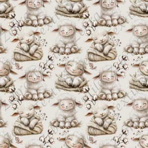 Mouton fleur de coton fond taupe