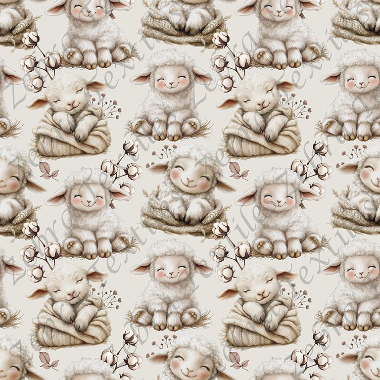 Mouton fleur de coton fond taupe