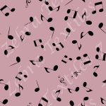 Note de musique noire fond rose