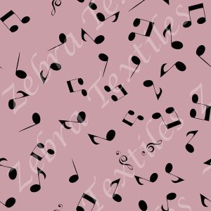 Note de musique noire fond rose