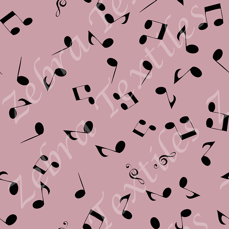 Note de musique noire fond rose