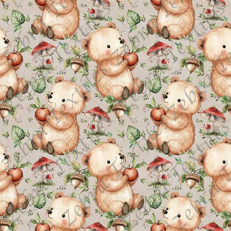 Ourson pomme fond taupe