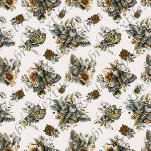 Papillon de nuit floral fond taupe