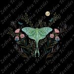 Papillon lune botanique fond noir