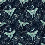Papillon lune menthe et feuillage fond marine