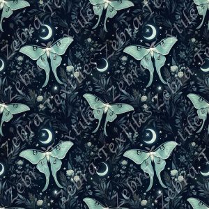 Papillon lune menthe et feuillage fond marine